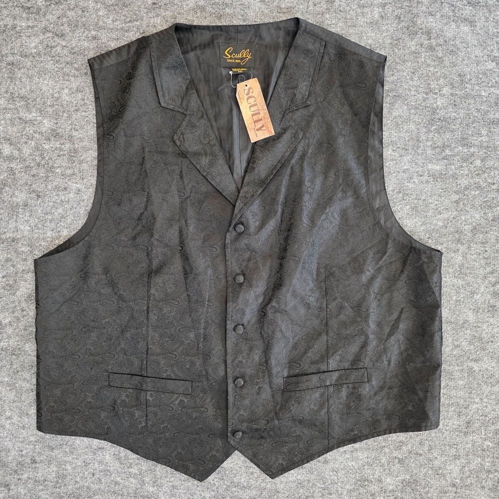 NWT Scully Vest Mens XXL Black Paisley Jacquard‎ Formal Dress Western Waistcoat